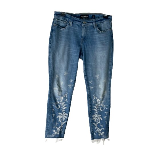 Lucky Brand Denim - Lucky Brand Lolita Skinny Frayed Embroidered Jeans Size 8 Ankle